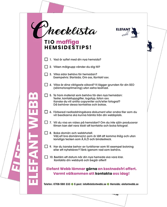 Ladda ner vår checklista med saker att tänka på när du planerar en ny hemsida!